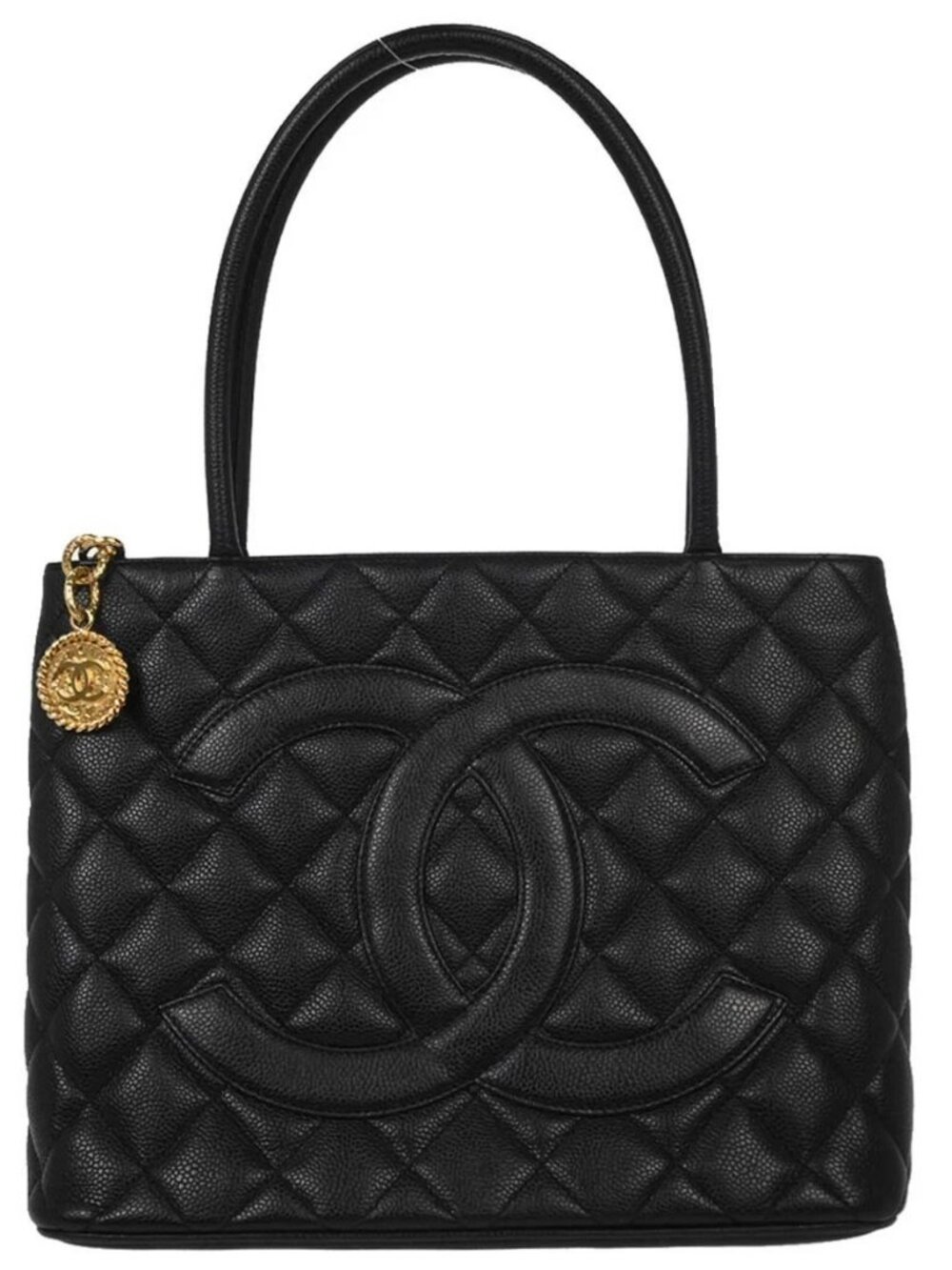 Chanel Black Calfskin Medallion Tote Handbag 187407 - Picture 1 of 16